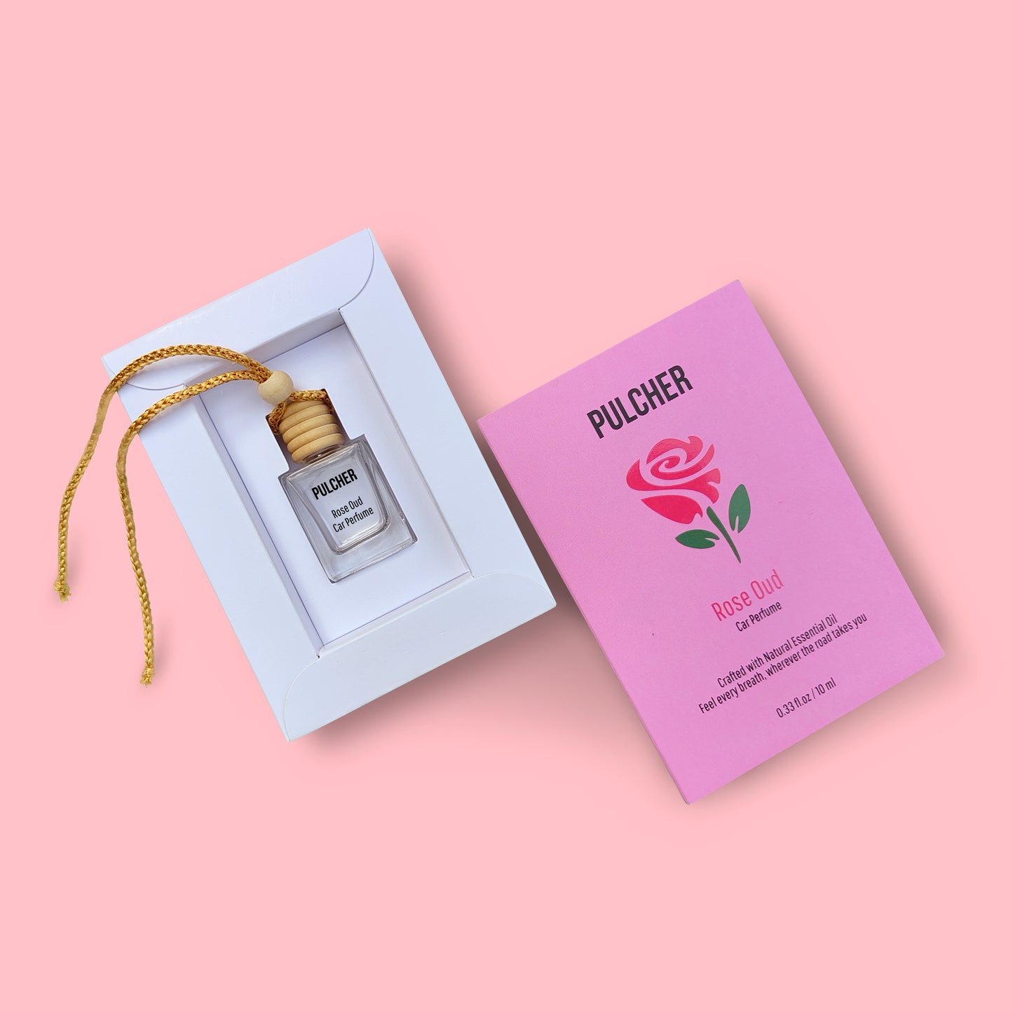 Pulcher Rose Oud Car Luxury Perfume – Hanging Car Air Fragrance Freshener